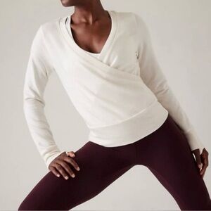 Athleta Cream Wrap Sweater